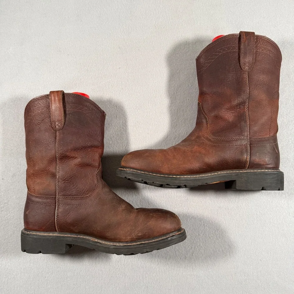 Ariat Groundbreaker Mens Brown Leather Waterproof Steel Toe Work Boots 10.5EE